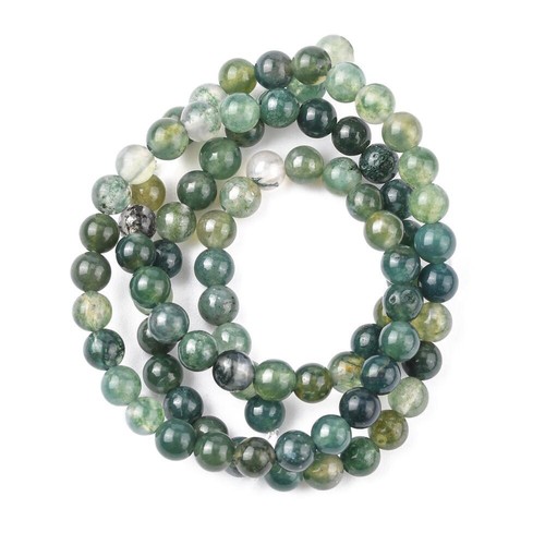 Green moss agate beads - green,