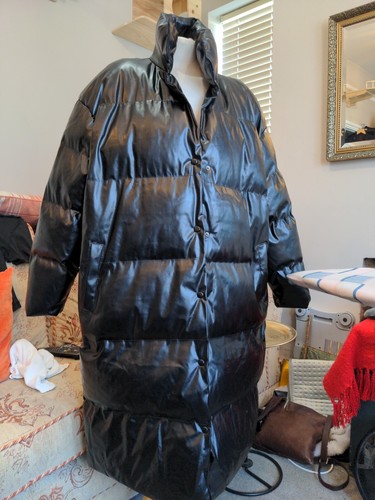 Boohoo shiny black puffer - black, coat