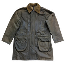 Vintage Britton Richmond Jacket Mens Medium Waxed Cotton Green Utility Field