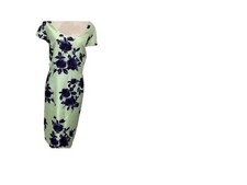 Jacques Vert Mint Green Navy Shantung Dress Size 22 Bnwt
