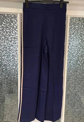 Navy wide leg tailored side - leg,