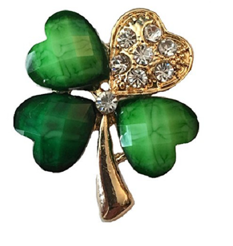 Green diamante four leaf - diamante,