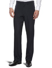 Farah Mens Trousers Dark Navy Blue Hopsack Weave Straight Leg Anti Stain
