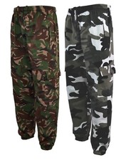 Mens Army Combat Cargo Camo Camouflage Jogging fleece Bottoms Trousers  S- XXL