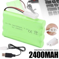 9.6V 2400mAh Ni-MH Battery With USB Charging Cable For RC Car Truck Boat Models