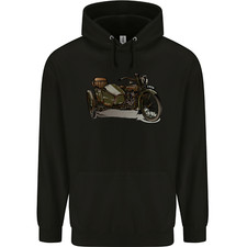 Motorcycle and Sidecar Biker Motorbike Mens 80% Cotton Hoodie