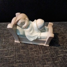 Rare Lladro Nao Snuggle Dreams 1504 Sleeping Boy in Bed Figurine Retired