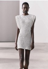 Zara short silver sequin dress