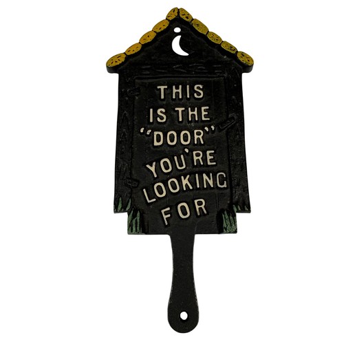 Cast iron outhouse sign black - cast,