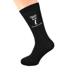 Happy Birdie with Golfer image and PERSONALISED NAME Printed on Mens Black Socks