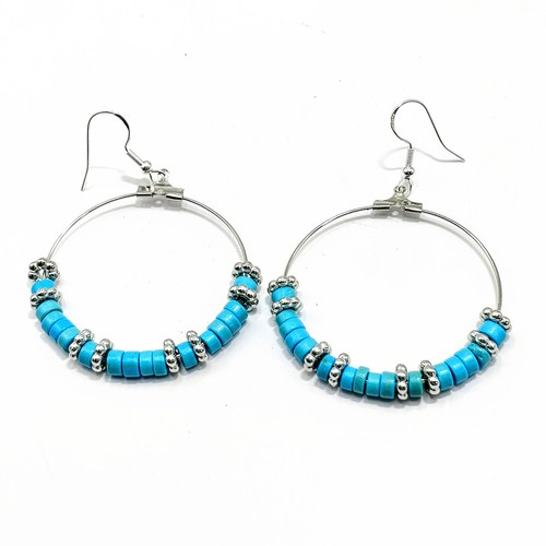 Boho hoop earrings - bead, drop