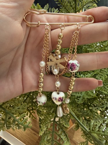 Safety pin elegant beaded - pin,