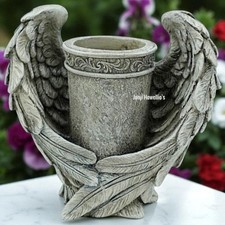 Angel Wings Vase Plant Pot Memorial Ornament Remembrance Sculpture Grave Decor