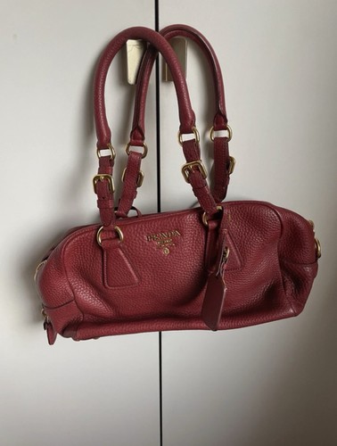 Prada burgundy pebbled leather - pebbled,