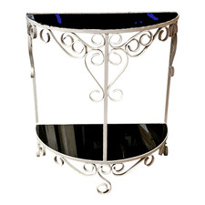 Vintage 1960/70s Wrought Iron & Glass Semicircular Hall Table