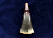 Original Antique Cow Horn Powder Flask /Shot Flask Early 19th Century Hand Made