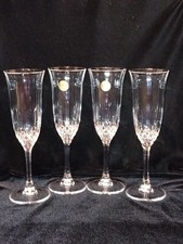 Vintage Crystal Champagne Glasses by Capri Crystal Italy “ Concertta “ set of 4.