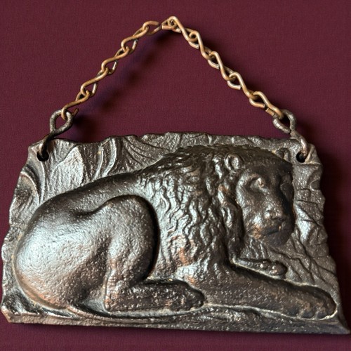 19th antique cast iron lion - cast,