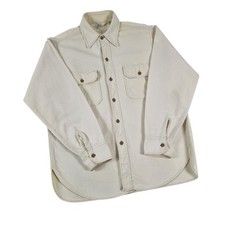 VTG Moleskin Woolrich Chamois Flannel Guide Shirt L Made In USA Cream Beige 80s