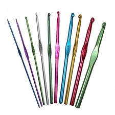 Coloured Crochet Hooks Aluminium Metal Bright Colours in 10 Sizes and Packs
