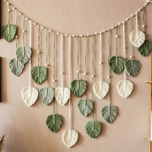 Boho macrame wall hanging leaf - macrame,