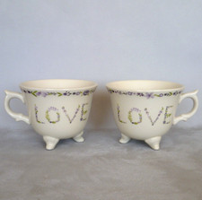 2 x Next Designed With Love 3 Footed Mug  / Cup Pair.  Floral. Great Condition.