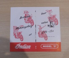INDIAN MODEL S 250cc Motorcycle Sales Brochure 1956