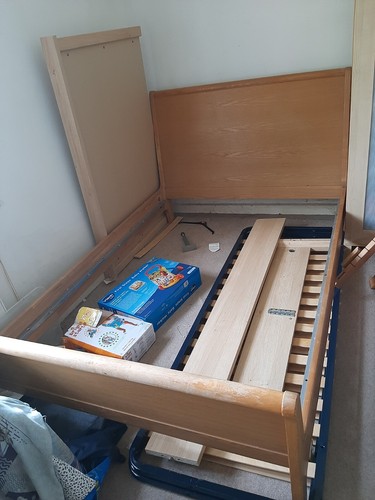 Wooden sleigh double bed - , frame