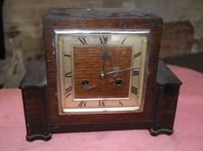 Vintage Art Deco Mantle Clock. Will Tick. With Key. 1920's / 30s.