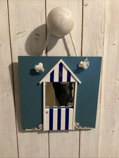 Blue & White IKEA Malma Mirror Beach Hut & Shell Rope Hanging 10” Square