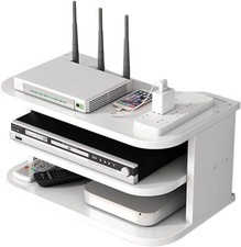 Media Shelf Floating Wall Mount Sky Box Game Console TV DVD Player White Shelve