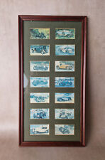 14 Cigarette Cards Set Wooden Picture Frame, Classic cars art by James Dugdale,