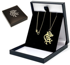 RANGERS FC 18ct GOLD PLATED ON SILVER CREST PENDANT & CHAIN NECKLACE RFC GIFT