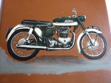 NORTON 500 cc Motor cycle.  Hand painted tile.  70 VPU.  8" X 8"