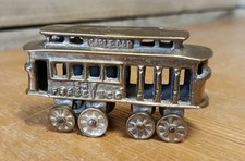 Vintage Minature Brass San Francisco Cable Car Tram Moving Wheels Curio Souvenir