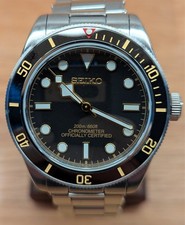 Premium Custom Seiko Black Bay MOD Vintage style diver with riveted style bracel
