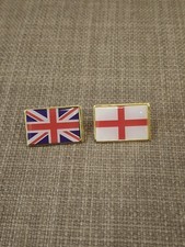 UK Union Jack & England St George’s Cross Pin Badge. Two Badges. 