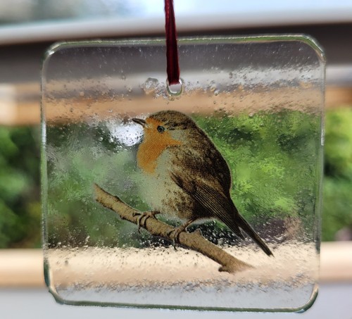Robin bird suncatcher stained