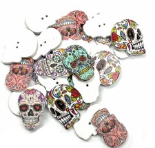 Vintage Skull Skeleton Button Bulk Wood Bundle Sew Craft Job Lot Scrapbooking