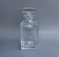 Square Crystal Decanter With Stopper Heavy Vintage Bottle whiskey Spirit 8"