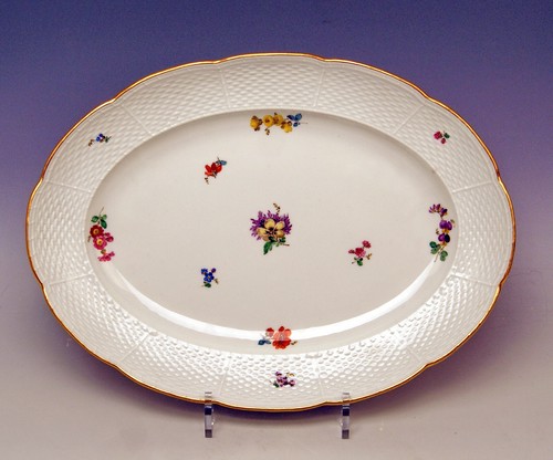 Meissen oval plate flowers - meissen,