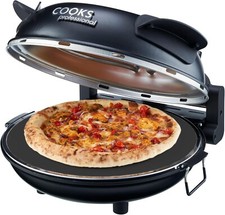 Cooks Professional Authentic Stone Baked Pizza Maker Oven Black