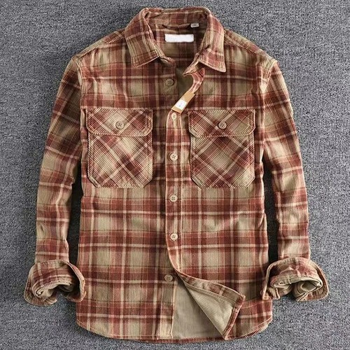 Mens plaid corduroy shirt - plaid,
