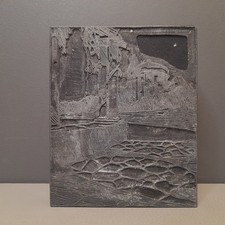 Vintage Printing Block Old Garden Columns Pergola Great Detail Metal Wood 