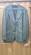 FAB VINTAGE MENS 1970's GREEN LEATHER BLAZER JACKET RETRO SWEARS & WELLS SUEDE