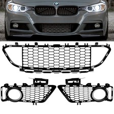 Set Black Gloss Front Grille Cover fits BMW F30 F31 M-Sport /Performance Bumper