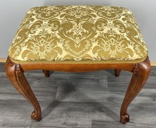 Footstool Vintage French Table Stool Upholstered Seat Cabriole Legs LOT 4212