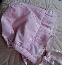 Broderie Anglaise Pink Summer Bonnet 3-6 Months Baby Girls Traditional Sun Hat