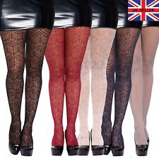 New Womens Tribal Design Fishnet Tights Lace Fashion Coloured Hosiery UK 6-16