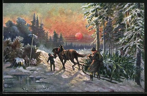 Postcard forest workers with - postcard:,